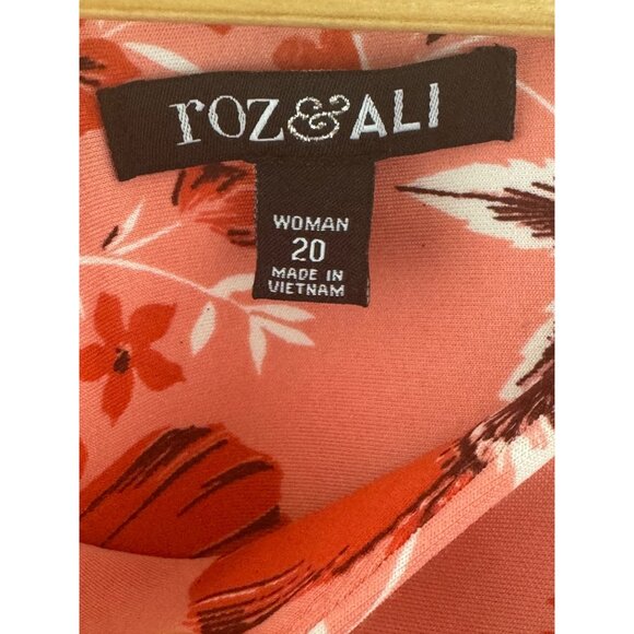 Roz & Ali Coral Floral Print Scuba Fit & Flare Dress w/ Pockets Size 20W 2X Plus - Picture 7 of 9